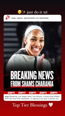 A’ja Wilson’s Instagram story
