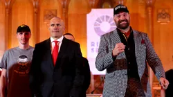 Tyson Fury and Oleksandr Usyk at press conference ahead their rematch