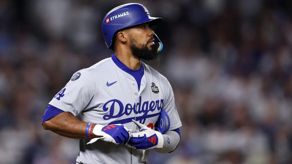 Teoscar Hernández #37 of the Los Angeles Dodgers walks during the seventh inning of Game Five of the 2024 World Series against the New York Yankees at Yankee Stadium. (Photo by Elsa/Getty Images)
