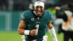 Jalen Hurts #1 of the Philadelphia Eagles reacts before the game against the Pittsburgh Steelers at Lincoln Financial Field on December 15, 2024.