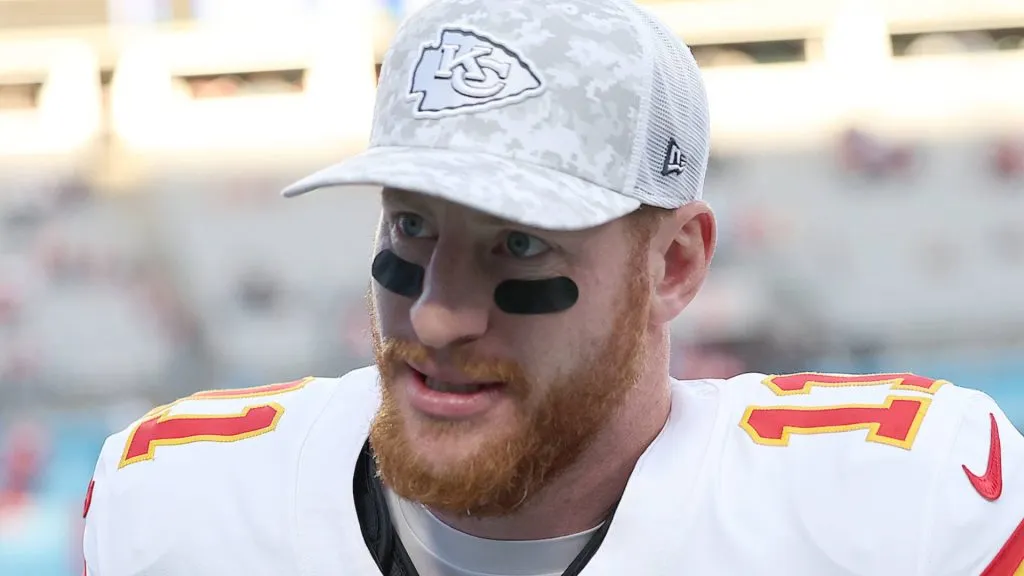 Carson Wentz (11) during an NFL game between the Kansas City Chiefs and the Carolina Panthers on November 24, 2024 at Bank of America Stadium in Charlotte, N.C.