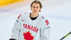 Connor Bedard CAN 98 sad at at winner anthem after the semi final match CANADA - SWITZERLAND 2-3 n.Penalty shootout of the IIHF Ice hockey on May 25, 2024.