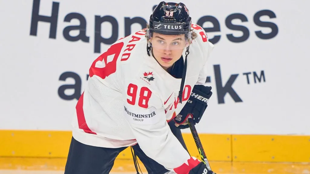 Connor Bedard CAN 98 in the preliminary round match DENMARK – CANADA of the IIHF Ice hockey on May 12, 2024. (Source: IMAGO / ActionPictures)