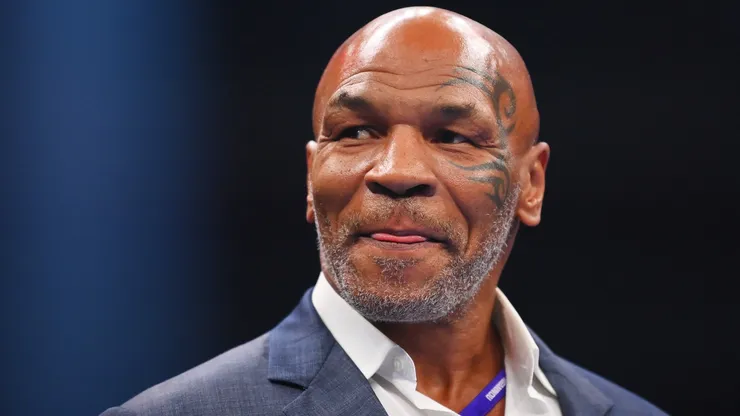 Mike Tyson looks on prior to the Heavyweight fight between Tyson Fury and Francis Ngannou at Boulevard Hall on October 28, 2023 in Riyadh, Saudi Arabia.