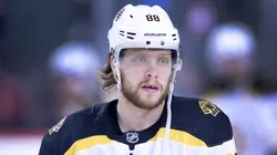 Boston Bruins player David Pastrnak, from Czech Republic, at a game against the Calgary Flames in Calgary, Alta. on Fri., Feb.21, 2020.
