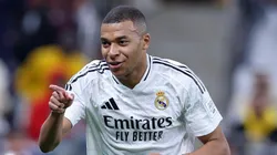 Kylian Mbappe of Real Madrid celebrates scoring against Pachuca