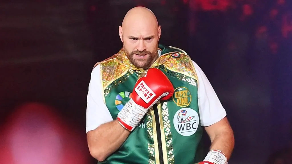 Tyson Fury walks to the ring prior to the Heavyweight fight between Tyson Fury and Francis Ngannou at Boulevard Hall on October 28, 2023 in Riyadh, Saudi Arabia. (Photo by Justin Setterfield/Getty Images)