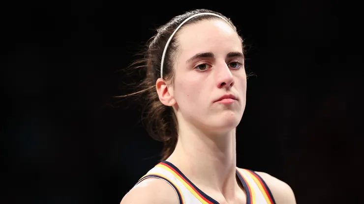 Caitlin Clark #22 of the Indiana Fever looks on against the New York Liberty