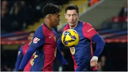 Robert Lewandowski and Lamine Yamal of Barcelona