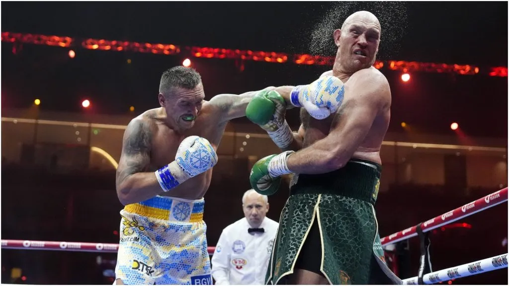 Oleksandr Usyk (left) lands a punch on Tyson Fury – IMAGO / PA Images