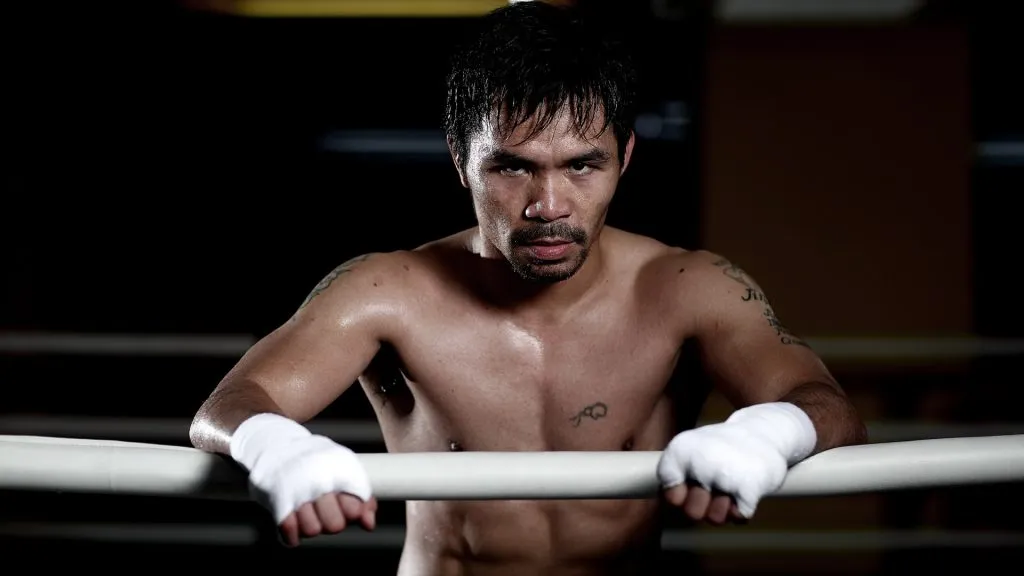 Manny Pacquiao poses for a portrait during a training session at the Elorde boxing Gym on May 19, 2017. (Source: Chris Hyde/Getty Images)