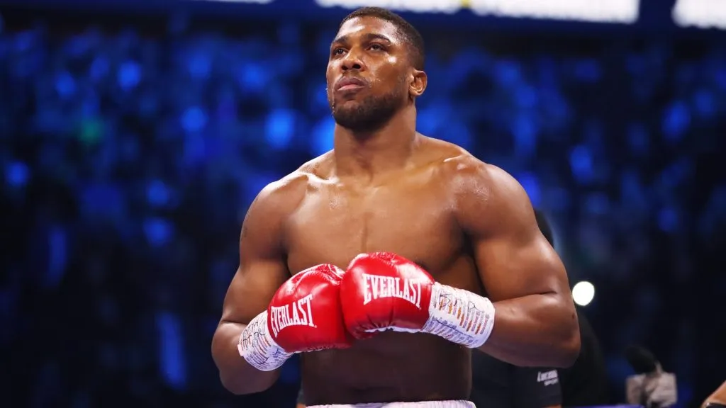 Anthony Joshua looks on prior to the Heavyweight fight between Anthony Joshua and Jermaine Franklin at The O2 Arena on April 01, 2023. (Source: James Chance/Getty Images)