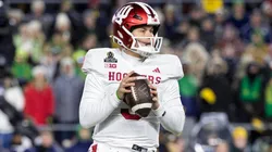 College Football Playoff First Round Indiana vs Notre Dame DEC 20 December 20, 2024: Indiana quarterback Kurtis Rourke (9) passes the ball during NCAA football game action between the Indiana Hoosiers and the Notre Dame Fighting Irish at Notre Dame Stadium in South Bend, Indiana.