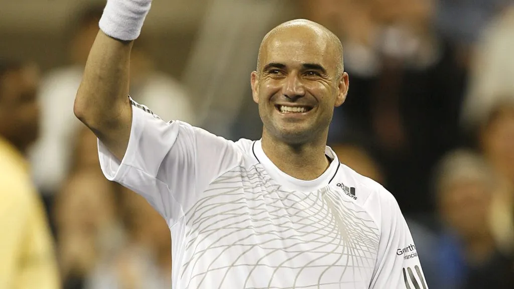 Andre Agassi during a first round match against Andrei Pavel at the 2006 US Open at the USTA National Tennis Center in Flushing, Queens, New York on August 28, 2006. (Source: Mike Ehrmann/Getty Images)