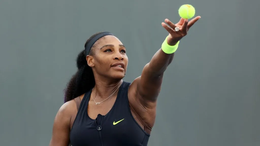 Serena Williams serves during her match against Venus Williams during Top Seed Open – Day 4 at the Top Seed Tennis Club on August 13, 2020. (Source: Dylan Buell/Getty Images)