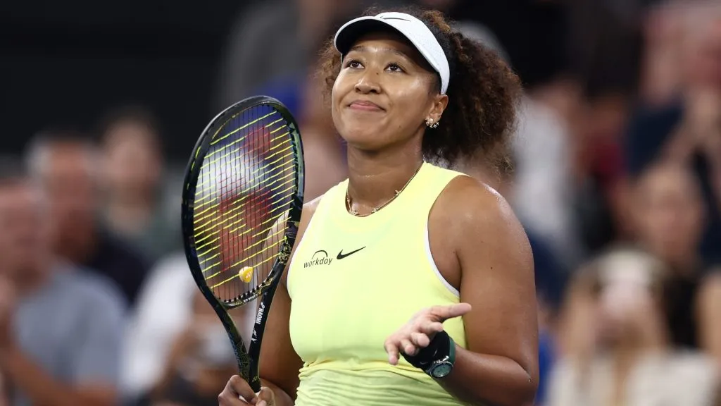 Naomi Osaka of Japan celebrates winning against Tamara Korpatsch of Germany during day two of the 2024 Brisbane International at Queensland Tennis Centre. (Source: Chris Hyde/Getty Images)