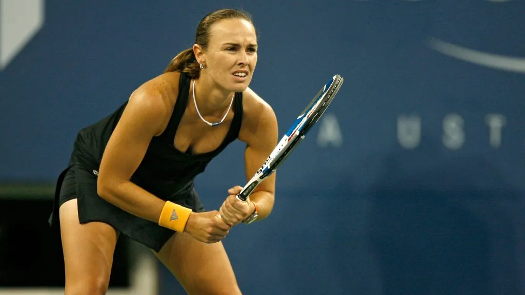 Martina Hingis during a second round match against Virginie Razzano at the 2006 US Open at the USTA Billie Jean King National Tennis Center in Queens, New York on August 31, 2006. (Source: Mike Ehrmann/Getty Images)
