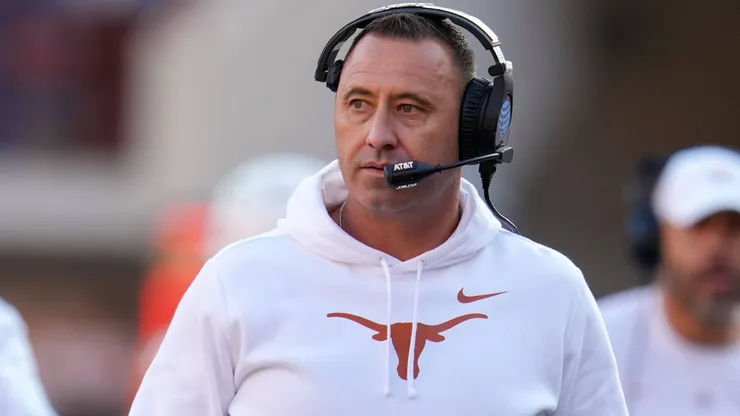 Texas head coach Steve Sarkisian during the first half of the first round College Football Playoff game between the Texas Longhorns and the Clemson Tigers on December 21, 2024 in Austin, Texas. Texas won, 38-24.
