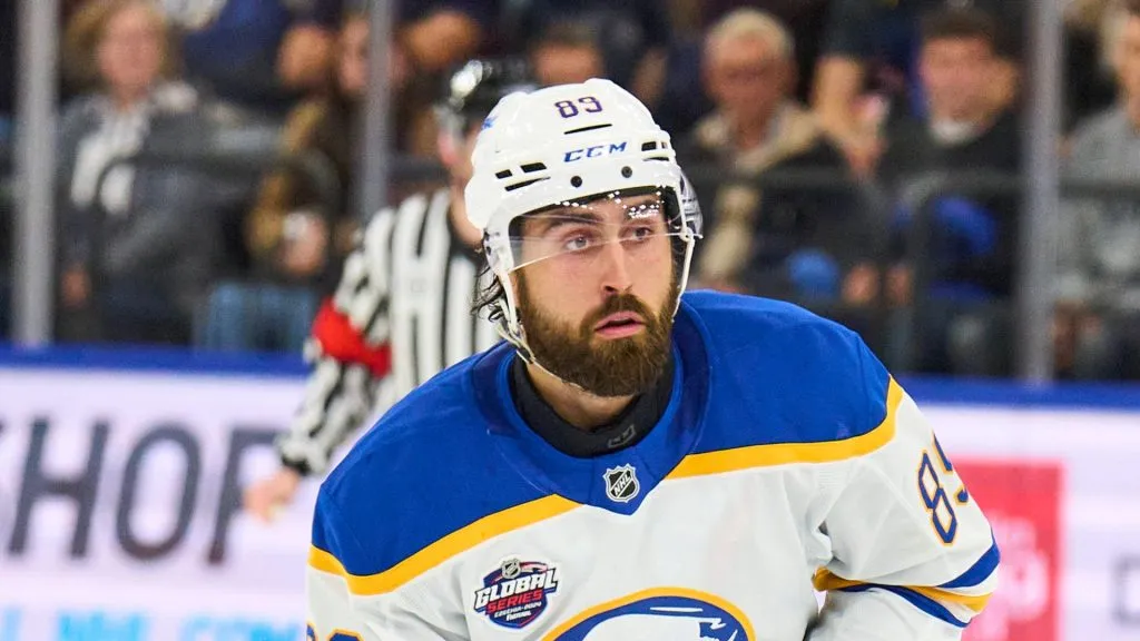 Alex Tuch, Buffalo Sabres 89 in the friendly match of the Global Series Challenge EHC RB MUENCHEN – BUFFALO SABRES 0-5 at SAP Garden in Munich, Germany.