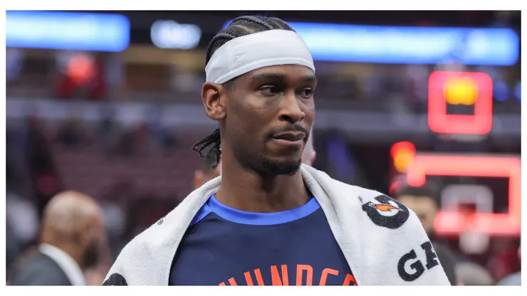 Oklahoma City Thunder guard Shai Gilgeous-Alexander (2) after a game against the Chicago Bulls on October 26, 2024 at the United Center in Chicago, Illinois.