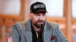 Tyson Fury during a press conference at the Guildhall, London.