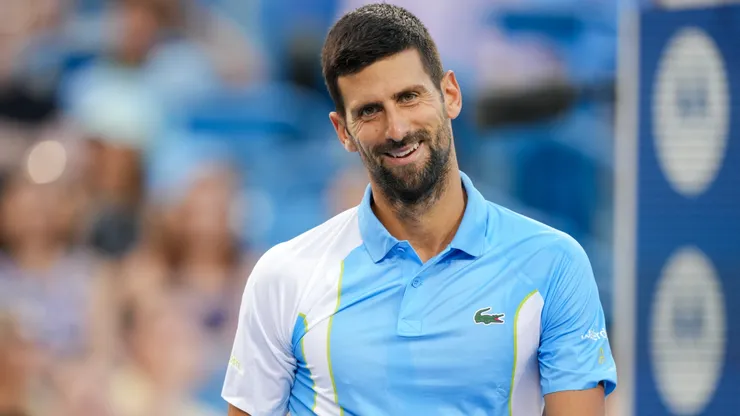 Novak Djokovic reacts after losing a point to Alejandro Davidovich Fokina of Spain.