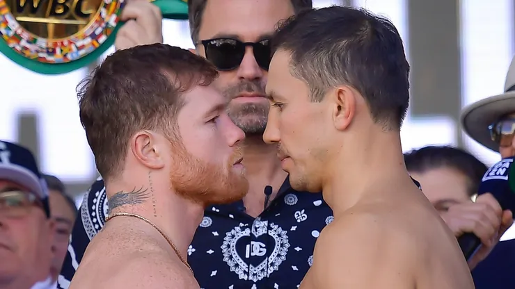 Gennady Golovkin and Canelo Alvarez prior to their fight in 2022