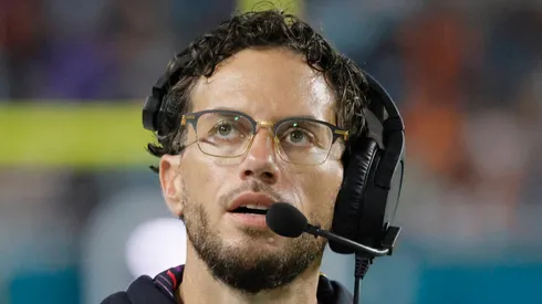 Miami Dolphins head coach Mike McDaniel looks on during a game.