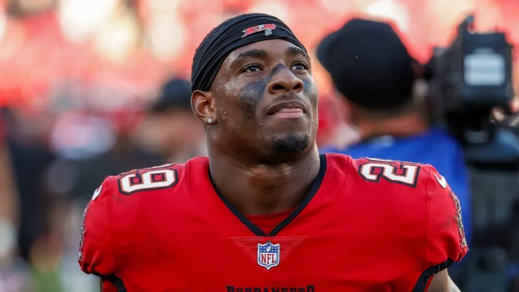 Tampa Bay Buccaneers safety Christian Izien (29) walks off the field after the Bucs defeat the Las Vegas Raiders.