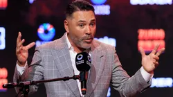 Oscar de la Hoya speaks during the Riyadh Season press conference.