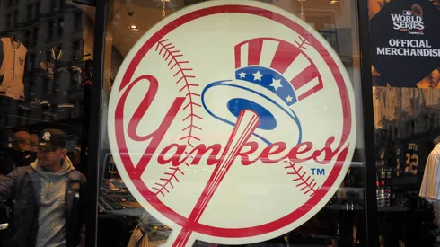 The Yankees logo is seen at a Yankees Clubhouse store in Manhattan, New York City.