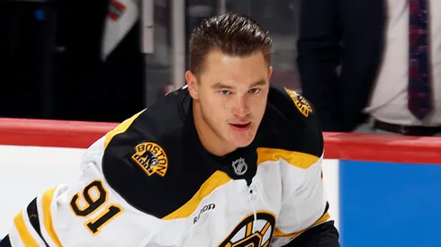 Nikita Zadorov #91 of the Boston Bruins skates prior to the game against the Florida Panthers at the Amerant Bank Arena on October 8, 2024 in Sunrise, Florida.