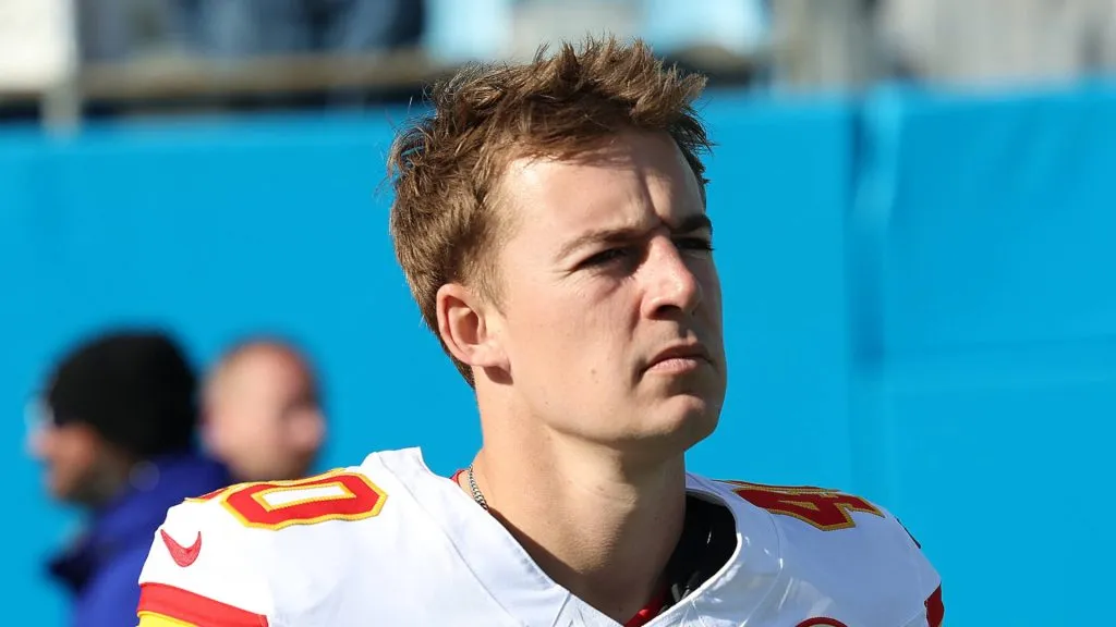 Kansas City Chiefs place kicker Spencer Shrader (40) during an NFL, American Football Herren, USA football game between the Kansas City Chiefs and the Carolina Panthers on November 24, 2024 at Bank of America Stadium in Charlotte, N.C.