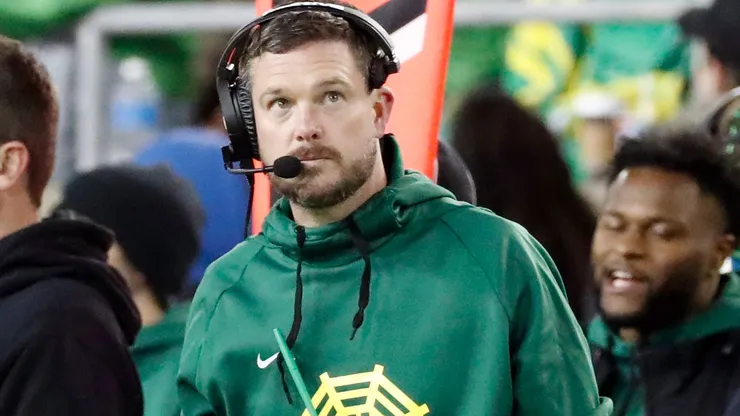 Oregon State vs Oregon NOV 24 November 24, 2023: Oregon Head Coach Dan Lanning looks at the clock during the NCAA football game between the Oregon State Beavers and the University of Oregon Ducks at Autzen Stadium, Eugene, OR. Larry C. Lawson CSM