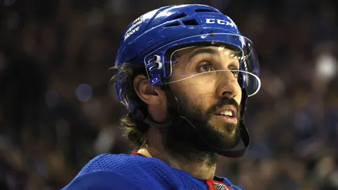 Vincent Trocheck #16 of the New York Rangers looks on during the first period against the Florida Panthers in Game One of the Eastern Conference Final of the 2024 Stanley Cup Playoffs at Madison Square Garden on May 22, 2024 in New York City.