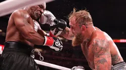 Jake Paul punches Mike Tyson during LIVE On Netflix: Jake Paul vs. Mike Tyson at AT&T Stadium on November 15, 2024 in Arlington, Texas.