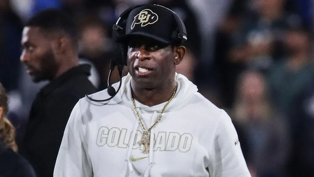 Buffaloes Head Football Coach Deion Sanders aka Coach Prime on the sideline during the contest as the host UCLA Bruins defeat the visiting University of Colorado Buffaloes 28-16 on Saturday, October 28, 2023. (Source: IMAGO / ZUMA Press Wire)