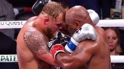 : Jake Paul honors Mike Tyson after his unanimous-decision win during a heavyweight bout at AT&T Stadium on November 15, 2024 in Arlington, Texas.