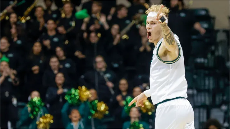 South Florida Bulls forward Kasean Pryor (11) reacts after a slam dunk in the second half against South Carolina State Bulldogs, at University of South Florida s Yuengling Center in Tampa on Thursday, November 9, 2023.