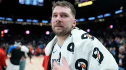 Luka Doncic #77 of the Dallas Mavericks walks off the court after the game against the Portland Trail Blazers at Moda Center