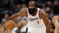 James Harden #1 of the LA Clippers in the first half at Intuit Dome