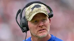 Buffalo Bills head coach Sean McDermott looks on during a preseason game between the Chicago Bears and the Buffalo Bills on August 21, 2021 at Soldier Field in Chicago, IL.