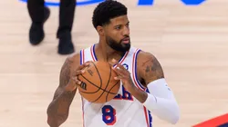 Paul George of the Philadelphia 76ers during a regular season game against the Los Angeles Clippers
