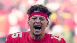 Patrick Mahomes #15 of the Kansas City Chiefs yells prior to a game against the Houston Texans at GEHA Field at Arrowhead Stadium on December 21, 2024 in Kansas City, Missouri.