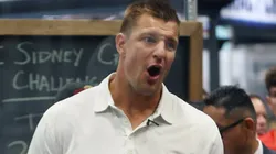 Fanatics Fest NHL Target Practice Booth on August 16, 2024 at the Davits Center in New York City Featuring: Rob Gronkowski.