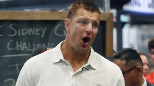 Fanatics Fest NHL Target Practice Booth on August 16, 2024 at the Davits Center in New York City Featuring: Rob Gronkowski.