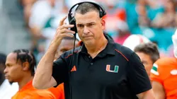 Miami Hurricanes head coach Mario Cristobal on the sidelines during the game against the Virginia Cavaliers at Hard Rock Stadium in Miami Gardens on Oct. 28, 2023.
