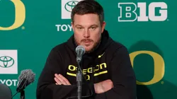 Oregon Ducks head coach Dan Lanning in the post game press conference, PK, Pressekonferenz after the NCAA, College League, USA Football game between the Oregon Ducks and the Wisconsin Badgers at Camp Randall Stadium in Madison, WI. CSM.