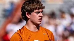 Kentucky vs Texas Nov 23 Nov 23, 2024.Arch Manning 16 of the Texas Longhorns warms up before the game vs the Georgia Bulldogs at DKR-Memorial Stadium.