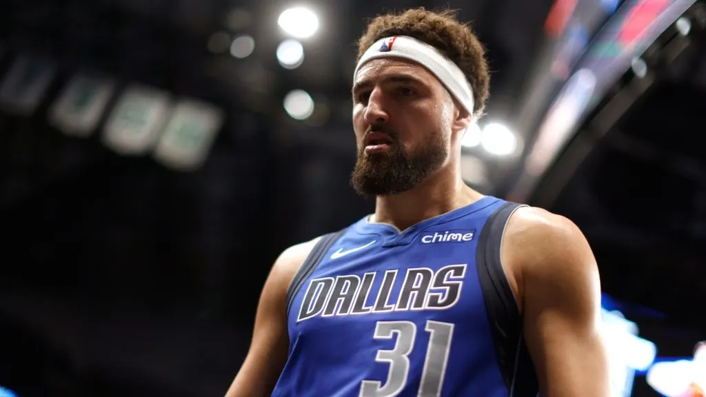 Klay Thompson #31 of the Dallas Mavericks leaves the court following the team’s loss to the Minnesota Timberwolves at American Airlines Center.